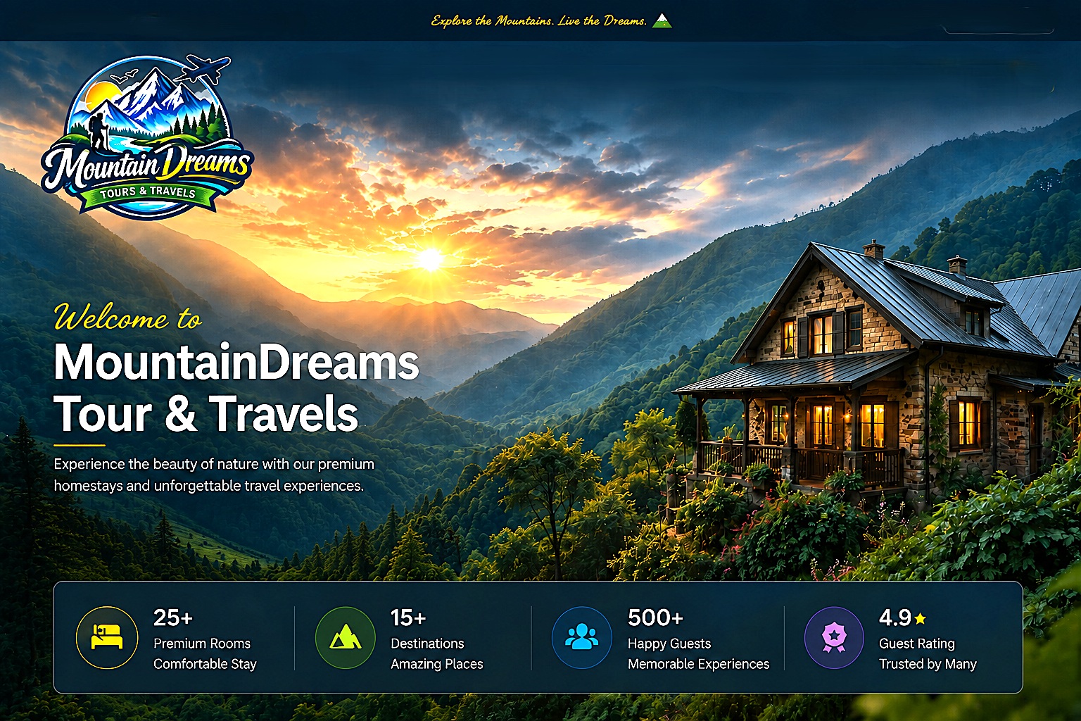MountainDreams Tour & Travels mountain homestay hero scene